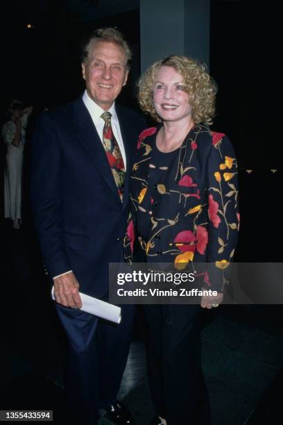 American actor Robert Stack and his wife, American actress and model Rosemarie Bowe Stack attend the 1998 Stars & Cars Gala, held at the Petersen...