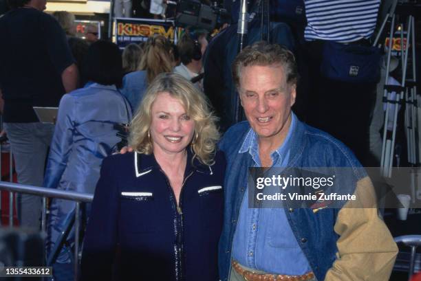 American actress and model Rosemarie Bowe Stack and her husband, American actor Robert Stack attend the New York premiere of 'Mission: Impossible',...