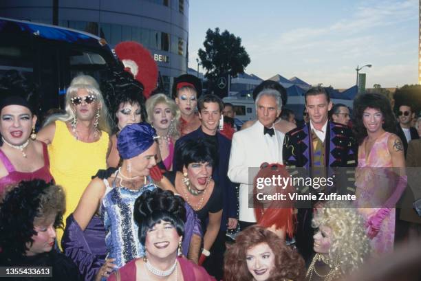 Australian actor Guy Pearce, British actor Terence Stamp, and Australian film director Stephan Elliott attend the Hollywood premiere of 'The...