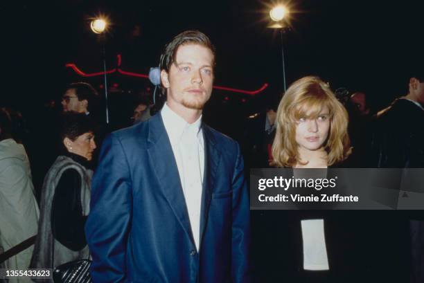 American actor Eric Stoltz and American actress Jennifer Jason Leigh attend the Hollywood premiere of 'Some Kind of Wonderful' held at Mann's Chinese...