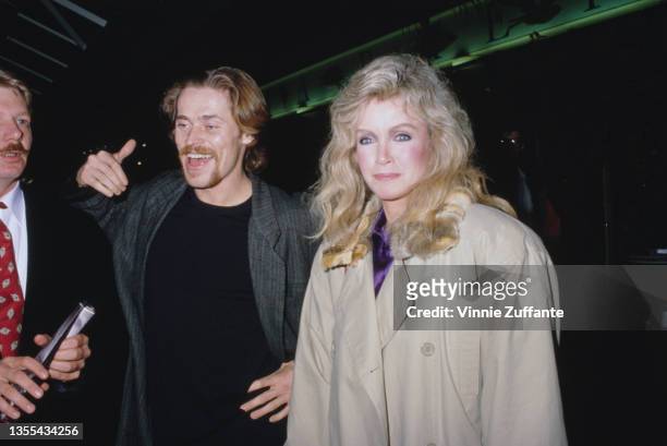 American actor Willem Dafoe and American actress Donna Mills attend the Century City premiere of 'Dangerous Liaisons' held at the AMC 14 Theater in...