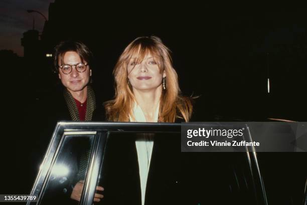 American actor Fisher Stevens and American actress Michelle Pfeiffer attend the 55th Annual New York Film Critics Circle Awards, held at Sardi's...