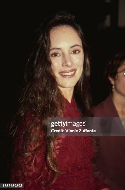 American actress Madeleine Stowe attends the Beverly Hills premiere of 'Short Cuts' held at Samuel Goldwyn Theatre in Beverly Hills, California, 5th...