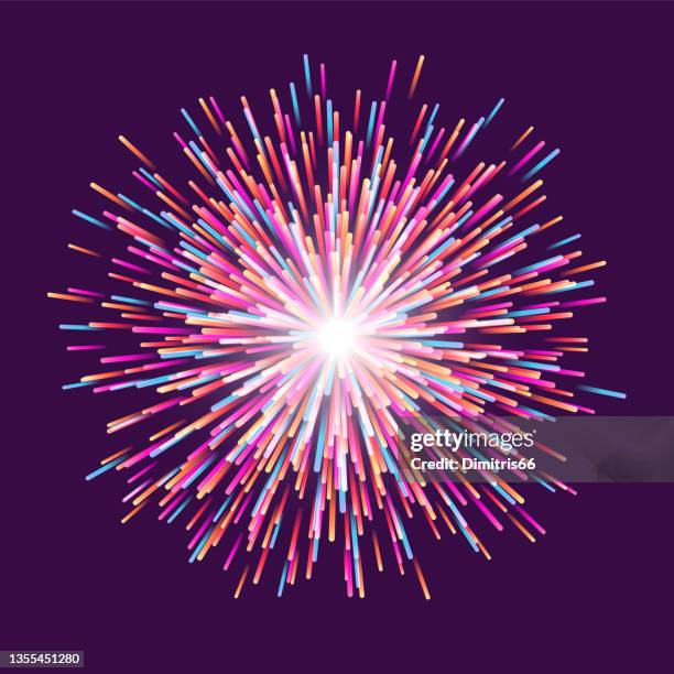 ilustrações, clipart, desenhos animados e ícones de explosão de fogo de artifício moderna estilizada - fogos de artifício evento de entretenimento