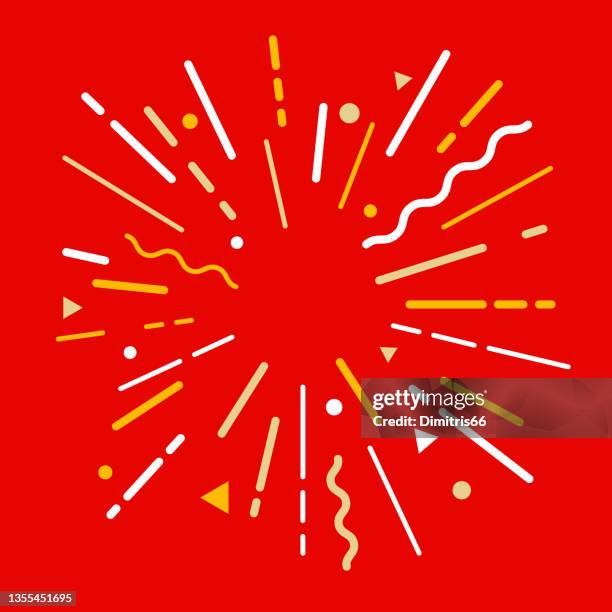 stylised modern explosion - red confetti stock illustrations
