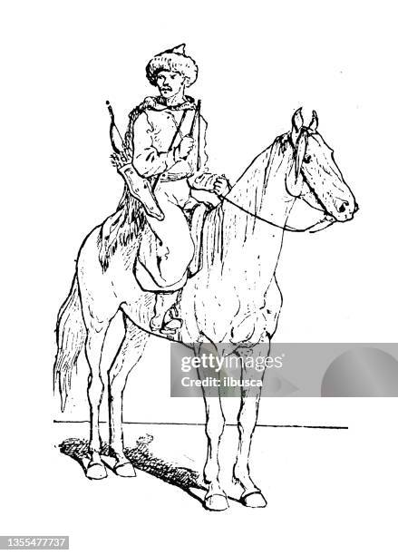 antique illustration: kalmyk - soviet union stock illustrations