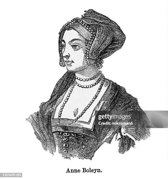 portrait of anne boleyn, queen of england from 1533 to 1536 - anne boleyn stock pictures, royalty-free photos & images