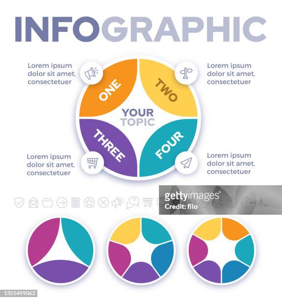 infografik rundes kreisdiagramm motivdesign - zahl 4 stock-grafiken, -clipart, -cartoons und -symbole