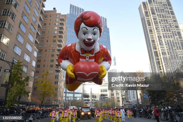 Ronald McDonald balloon during the 95th Macy's Thanksgiving Day Parade on November 25, 2021 in New York City.