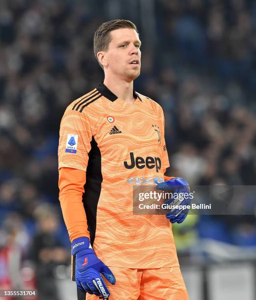 Wojciech Szczesny of Juventus looks on during the Serie A match between SS Lazio and Juventus at Stadio Olimpico on November 20, 2021 in Rome, Italy.