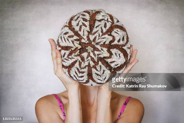 portrait with  bread - rye - grain stock pictures, royalty-free photos & images