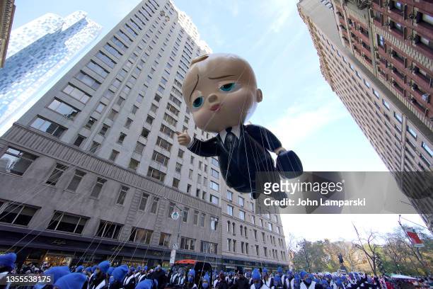 Baby Boss float is seen during the 95th Macy's Thanksgiving Day Parade on November 25, 2021 in New York City.