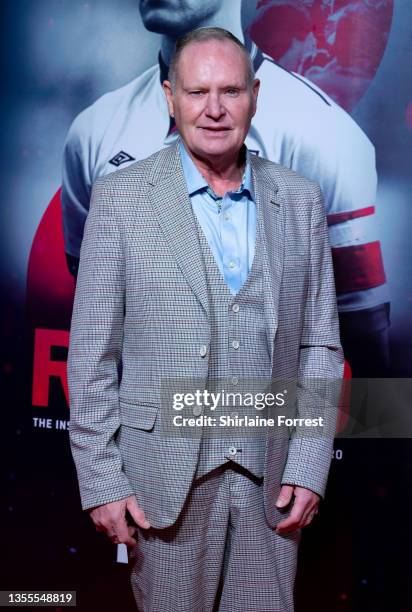 Paul Gascoigne attends the World Premiere of "ROBBO: The Bryan Robson Story" at HOME Cinema on November 25, 2021 in Manchester, England.