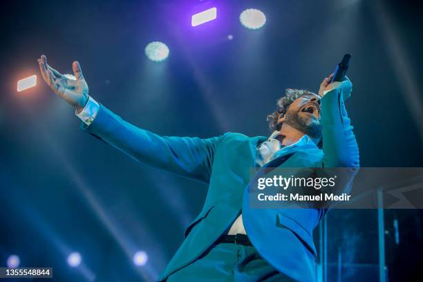 Spanish singer David Bisbal performs in concert at Palau Sant Jordi on November 25, 2021 in Barcelona, Spain.