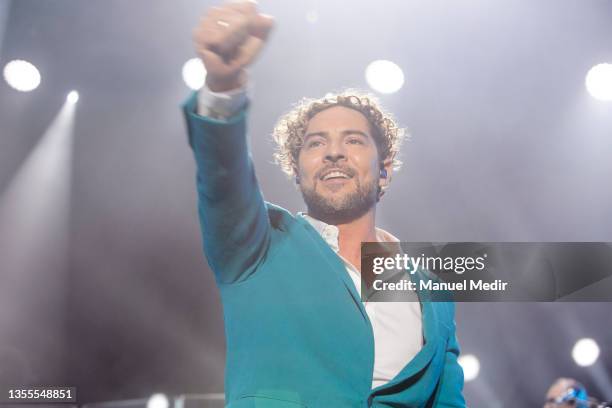 Spanish singer David Bisbal performs in concert at Palau Sant Jordi on November 25, 2021 in Barcelona, Spain.