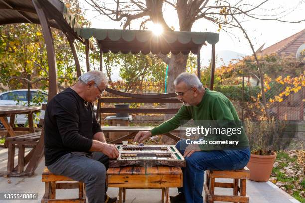 バックギャモンをする父と息子 - backgammon ストックフォトと画像