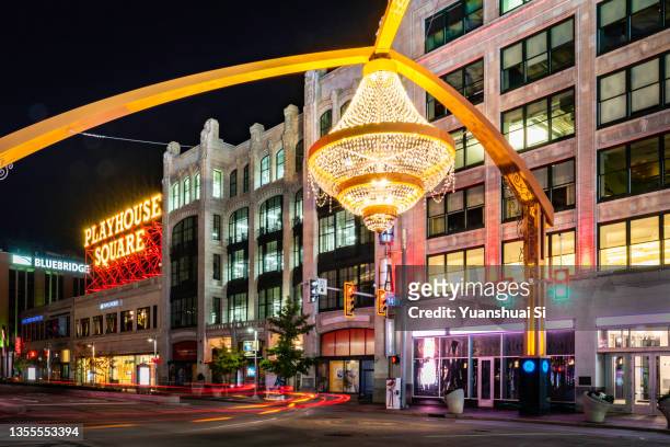 cleveland playhouse square chandelier - cleveland ohio stock pictures, royalty-free photos & images