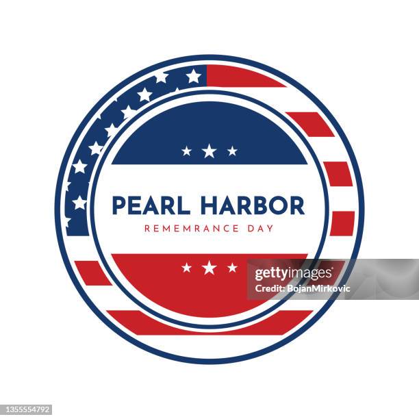 pearl harbor remembrance day badge, label. vector - remembrance day icon stock illustrations