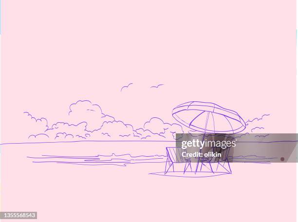pink background beach - strand 幅插畫檔、美工圖案、卡通及圖標