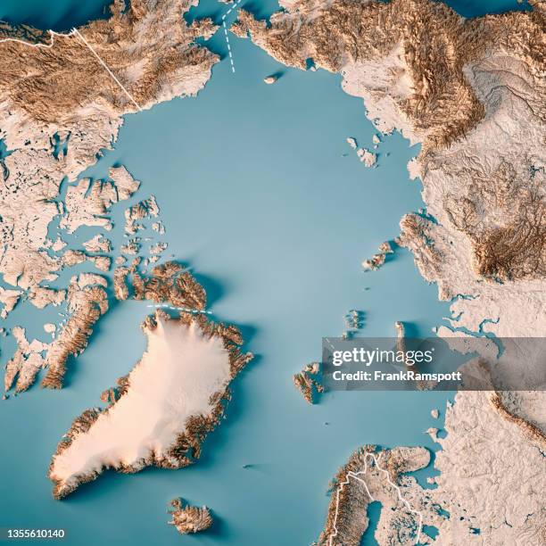 arctic ocean north pole 3d render topographic map neutral border - novaya stock pictures, royalty-free photos & images