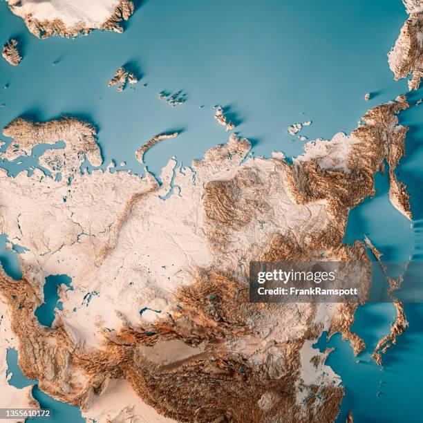 russia 3d render topographic map neutral - novaya stock pictures, royalty-free photos & images