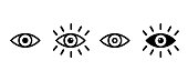 Eye vector icons set. Eyesight symbol. Retina scan eye