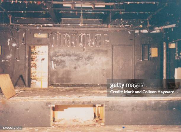 The Marquee Club in Wardour Street, London being stripped before demolition, 1989.