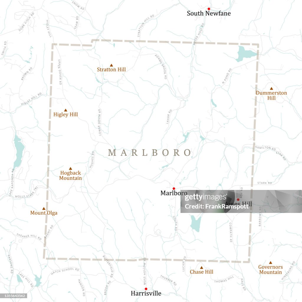 VT Windham Marlboro Vector Road Map