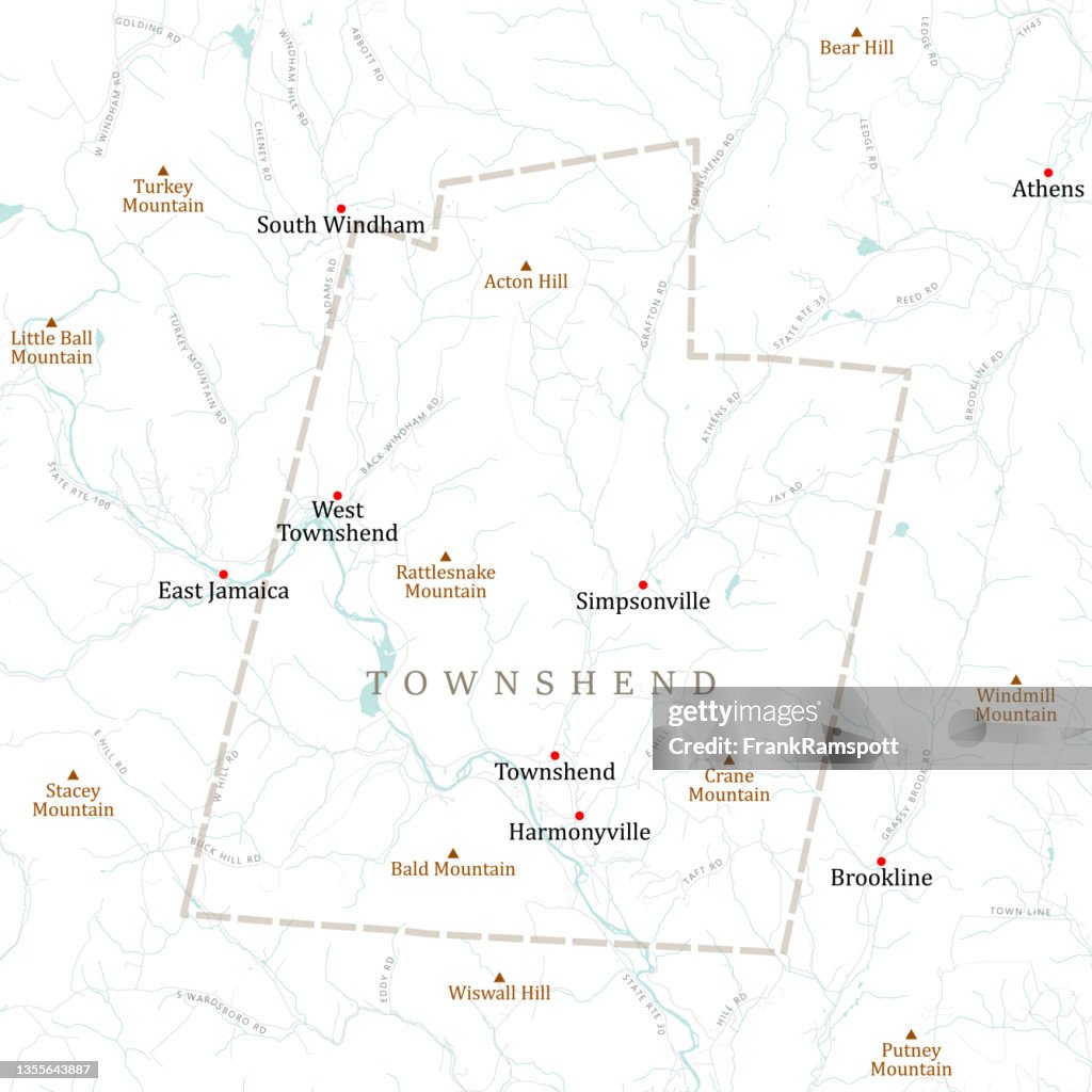 VT Windham Townshend Vector Road Map