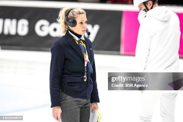 Referee Beata Padar of Hungary competing during the ISU World Cup Short Track Speed Skating Dordrecht at Optisport Sportboulevard on November 26,...