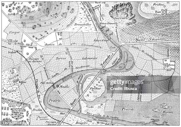illustrations, cliparts, dessins animés et icônes de illustration ancienne : carte topographique - carte en relief
