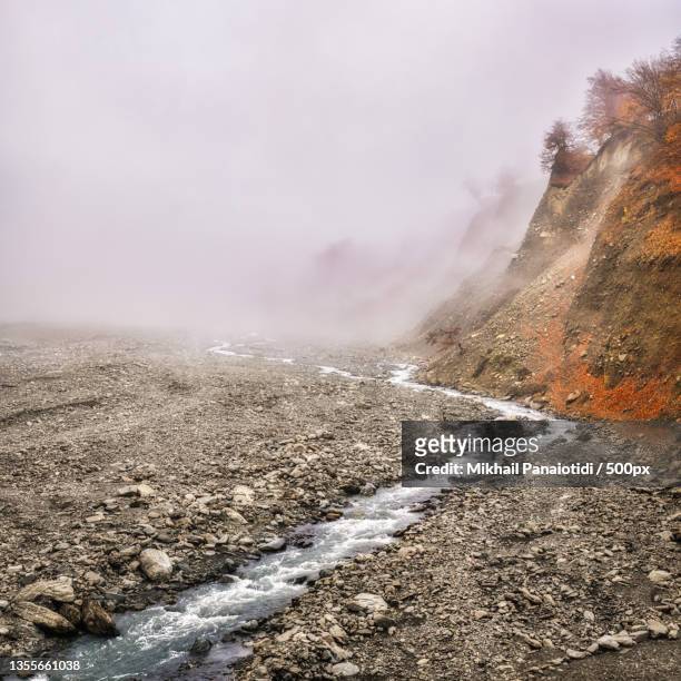 foggy river,scenic view of landscape against sky during winter,azerbaijan - azerbaijan winter stock pictures, royalty-free photos & images