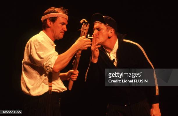Les Frères Taloche, humoristes belge, sur scène en Suisse en mars 2001