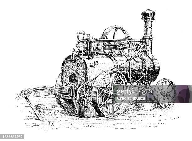 antique illustration: locomotive (agriculture) - locomotive stock illustrations