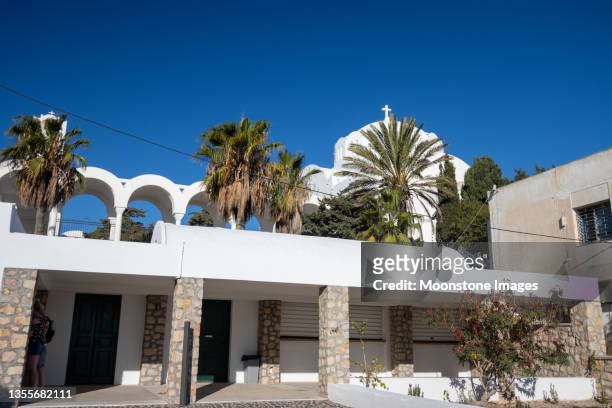 museum of prehistoric thera in firá on santorini in south aegean islands, greece - ancient thira stock pictures, royalty-free photos & images