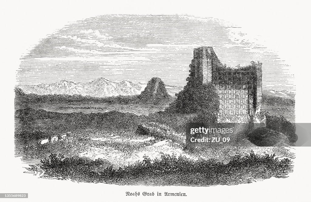 Tomb of Noah in Armenia, wood engraving, published in 1862