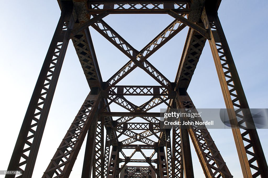 Detail of a former railroad bridge now home to a bike path, Montague, Massachusetts