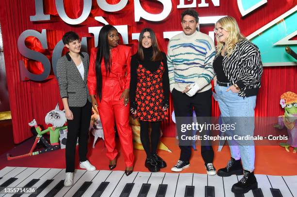 Singer Elodie Martelet, actress Fatou Kaba, singer Jenifer, actor Damien Bonnard and singer Lola Dubini attend the "Tous En Scenes 2 - Sing 2"...