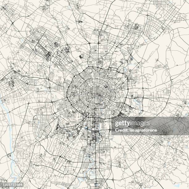 chengdu, china vector map - chengdu stock illustrations