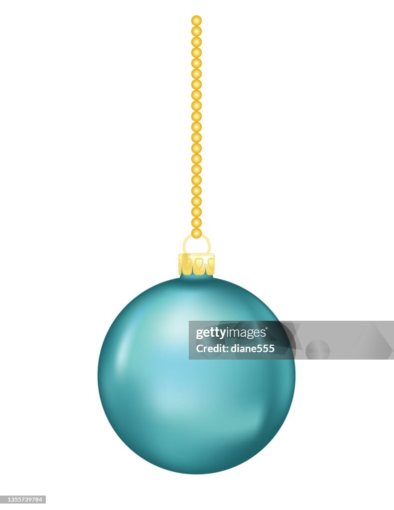 Shiny Christmas Ornament Hanging On A Gold String On A Transparent Base  High-Res Vector Graphic - Getty Images