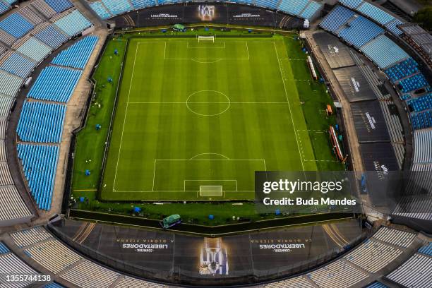 Aerial view of Centenario Stadium on November 26, 2021 in Montevideo, Uruguay. Flamengo and Palmeiras will play the final of Copa CONMEBOL...