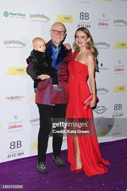 John Caudwell, Modesta Vzesniauskaite and son William attends the Caudwell Children Butterfly Ball at The Roundhouse on November 26, 2021 in London,...