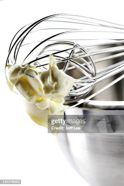 balloon whisk with cream - wire whisk stock pictures, royalty-free photos & images