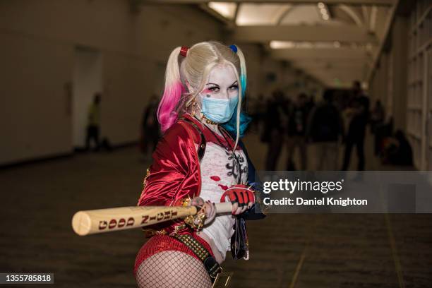 Cosplayer Cassandra Stevens as Harley Quinn attends 2021 Comic-Con: Special Edition on November 26, 2021 in San Diego, California. Comic-Con...