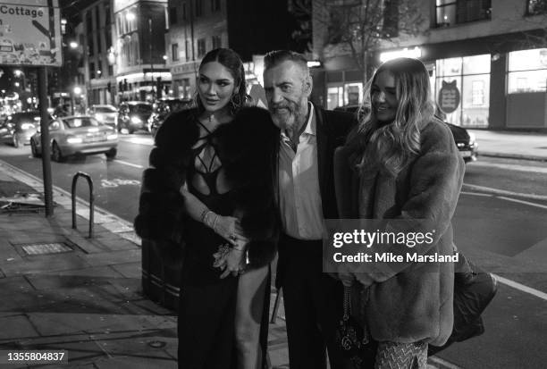 Duncan Bannatyne, Nigora Whitehorn and Gabby Whitehorn attend the Caudwell Children Butterfly Ball at The Roundhouse on November 26, 2021 in London,...