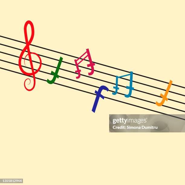 illustration of musical notes as facebook symbols - facebook f8 stock pictures, royalty-free photos & images