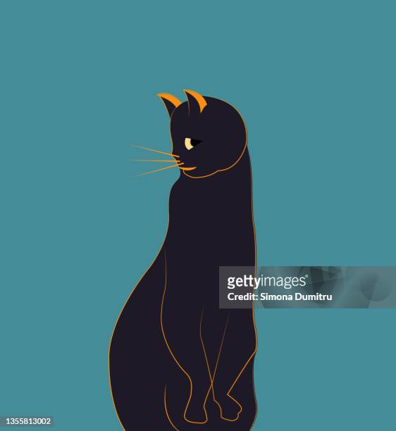 illustration of a blue cat looking away