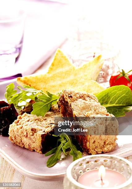 pheasant pate with toast - pate stock pictures, royalty-free photos & images