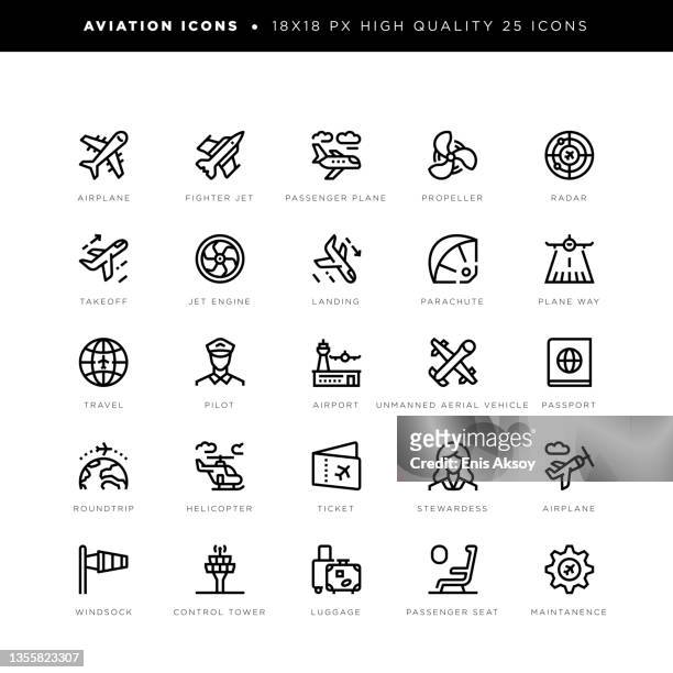 luftfahrt-ikonen - luftfahrtindustrie stock-grafiken, -clipart, -cartoons und -symbole