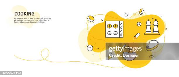 cooking related modern line style vector illustration - cafe in department store stock illustrations